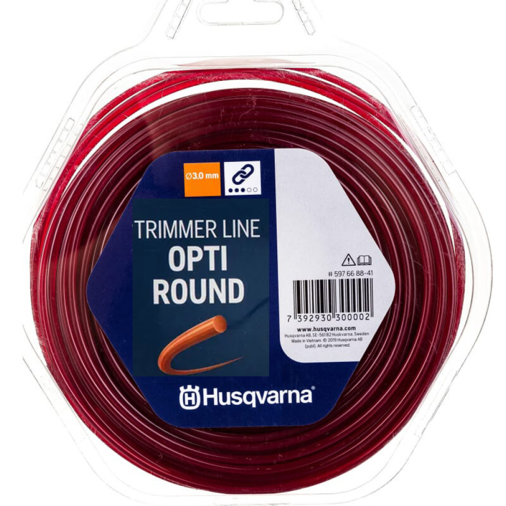 Корд Тримерний Husqvarna Opti Round Червоний, Блістер (3,0мм*56м) 5976688-41