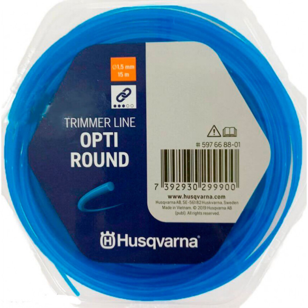 Корд Тримерний Husqvarna Opti Round Синій, Блістер (1.5мм*15м) 5976688-01